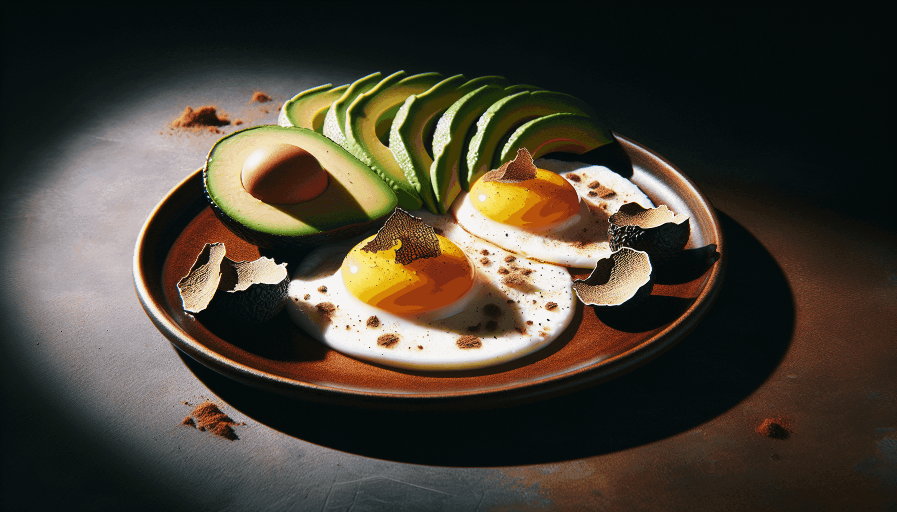 Sunny-side up eieren met avocado en truffel